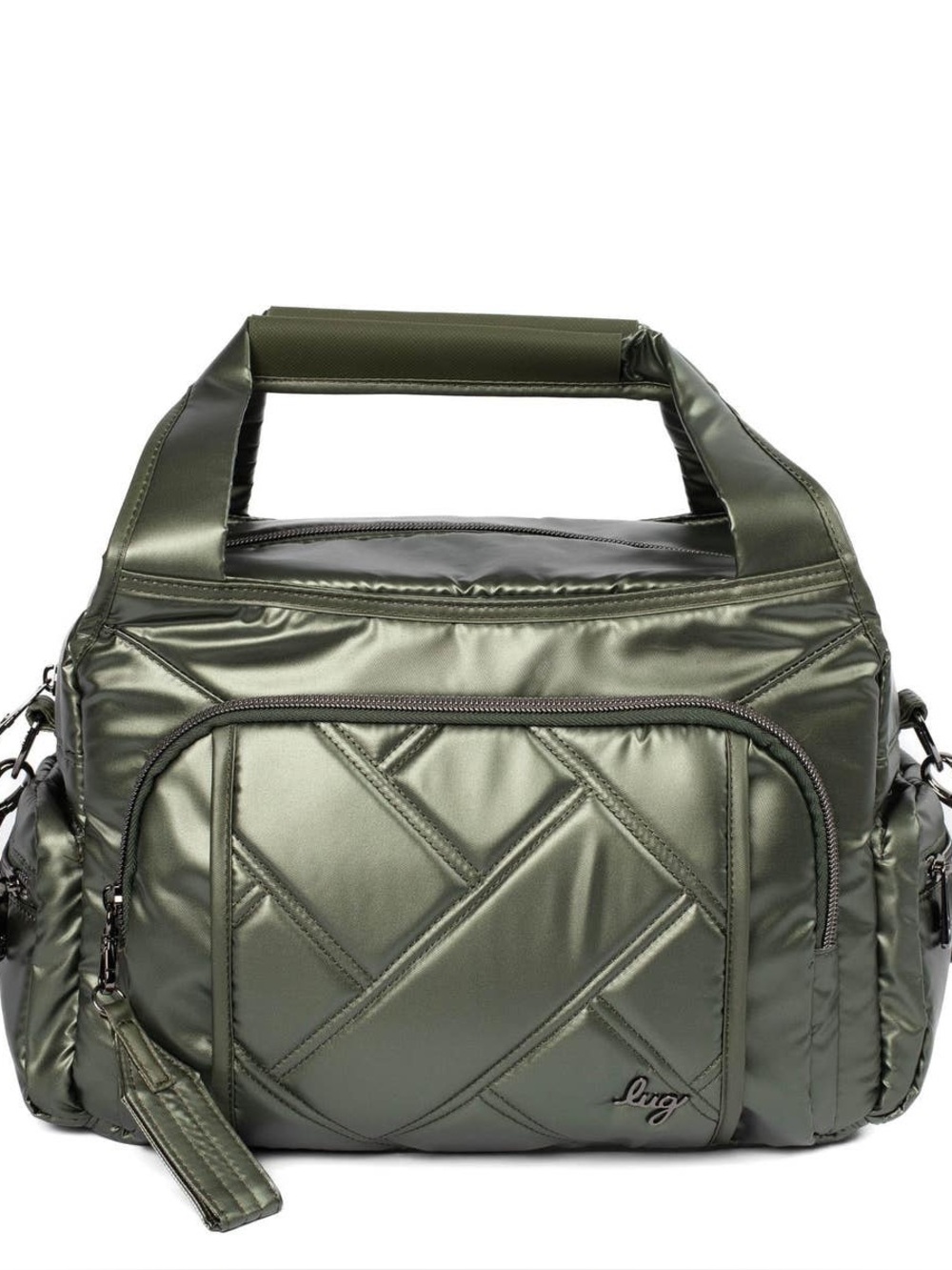 Lug Olive Green Quilted Medium Satchel with Crossbody Strap -Rumble